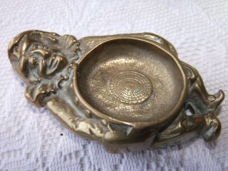 " You Have To Smile " At This Antique Brass Pin Dish/tray Depicting A " Jester "