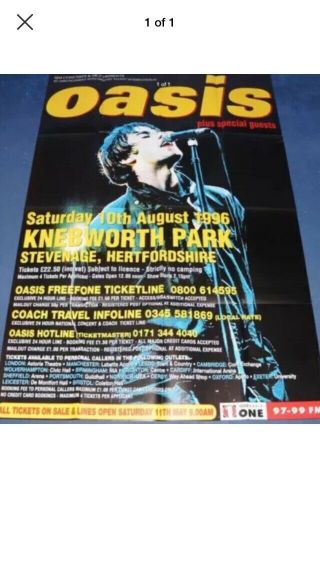 Oasis Promo Poster Knebworth 60”40”liam Gallagher 24 Year Old Rare
