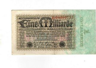 Xxx - Rare 1 Billion Mark Weimar Inflation Banknote 1923 Very F Con