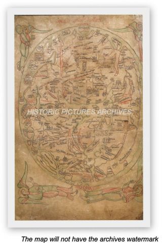 Historic Sawley World Map 1200 Ad Hardback Precursor Of The Hereford Mappa Mundi