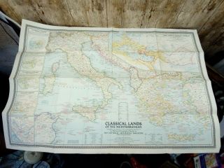 Vintage Map - Classical Lands Of The Meditteranean - National Geographic 1949