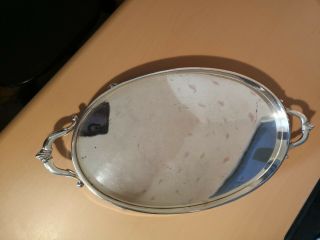 Silver - Plated Heavy Oval Tray By Martin Hall And Co