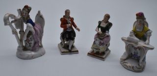 4 Antique 19thc Dresden / French / Austrian Porcelain Figures / Figurines