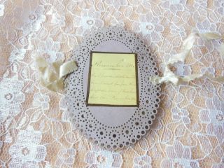 Victorian Oval Punchcard Needle Book/case/handwritten Note On Back And Front