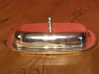 Vintage Epns Silver Plated Butter Dish With Lid And Glass Liner 29.  5cm