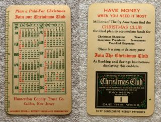 Rare 1943 Wwii Era Christmas Club Payment Reminder Calendar Card - Double Sided