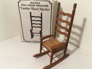 Vintage Dollhouse Miniatures Chadwick Ladder Back Rocking Chair 70