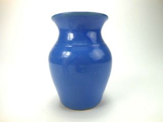 Antique Hand Turned Pottery Vase Blue 4 3/8 " American Art Pottery