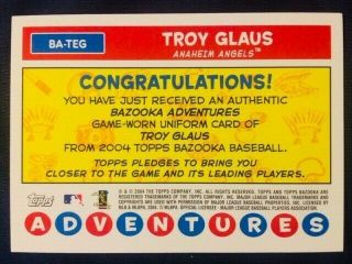 2004 Topps Bazooka Troy Glaus Adventures Game Worn Jersey Relic Rare 2