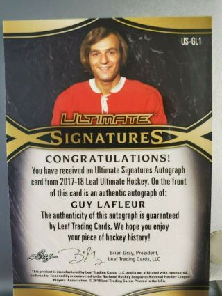 RARE Leaf Ultimate Signatures Guy LaFleur Auto 4/5 Auto Montreal 2