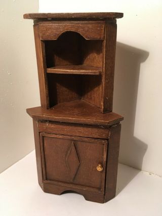 Vintage Dollhouse Miniatures Wooden Corner Shelf Unit Or Cabinet 49