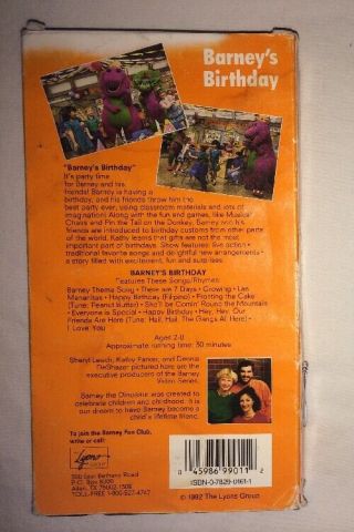 Barney - Barneys Birthday (VHS,  1992) RARE 2