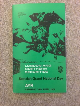 V Rare Scottish Grand National Race Card From 1975 Featuring Red Rum