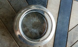 Vintage Set Frank M.  Whiting Sterling Silver Clear Glass Coasters Ashtrays