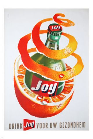 Drink Joy Vintage Poster 24x36 Orange Peel Classic Hot Rare
