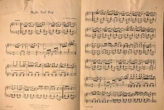 rare MAPLE LEAF RAG BY SCOTT JOPLIN – PIANO SOLO SHEET MUSIC 2