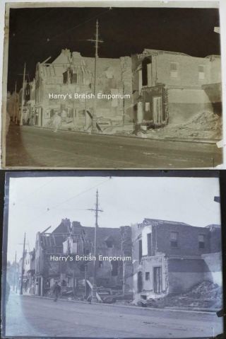 Glass Photograph Negative Antique 1900 Demolished Buildings High St Hampton Wick
