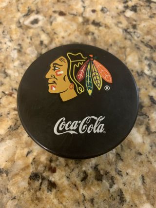 Chicago Blackhawks Hockey Puck Rare Coca Cola Promotional Puck