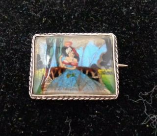 24 Antique Butterfly Wing Picture Sterling Silver Brooch Exotic Lady Gift Boxed