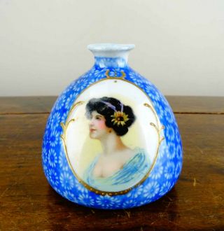 Antique Austrian Royal Vienna Porcelain Vase With Cameo Portrait Of A Lady