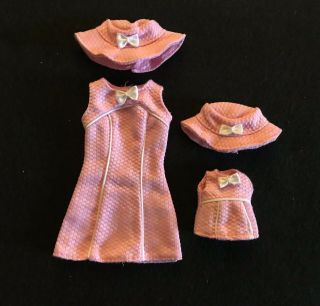 Vintage Barbie Doll & Kelly Fashion Ave.  Tea Time Pink Dresses & Hats