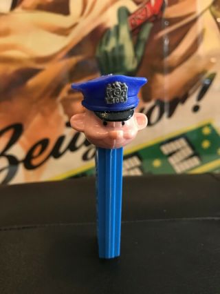Vintage Pezpal Policeman Light Blue Stem Pez Dispenser No Feet - Rare