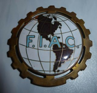 Vintage F I A C Car Badge.  Rare.  Cog Circle.  North And Souh America