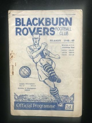 1948 - 49 Blackburn Rovers V Grimsby Town - Rare Item