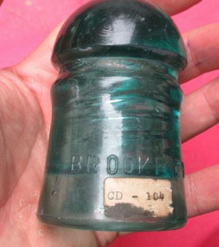 Antique Glass Insulator Early Brookfield No 14 Cd - 104 3 Inches Tall
