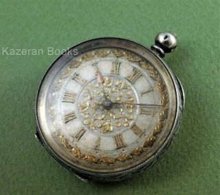 Antique Solid Silver Fancy Dial Fob Pocket Watch