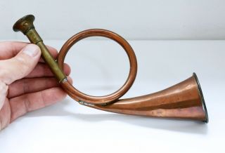 Lovely Vintage Copper And Brass Small Hunting Horn.  21cms In Length.  Metalware