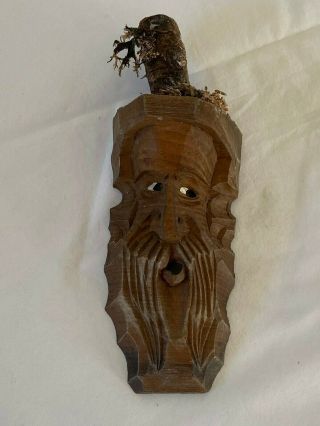 Vintage German Black Forest Style Carved Wooden Head (man),  Wall Plaque