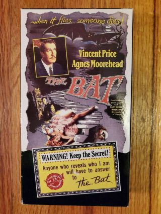The Bat Vincent Price Agnes Moorehead (1959) Vhs Rare Htf Oop Thriller Mystery