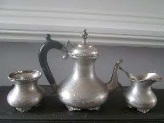 Ornate Antique Silver Plated Coffee / Tea Pot,  Milk Jug & Sugar Bowl
