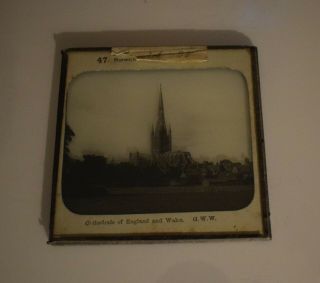 ANTIQUE Magic Lantern Slide NORWICH CATHEDRAL FROM SE C1890 VICTORIAN PHOTO 2