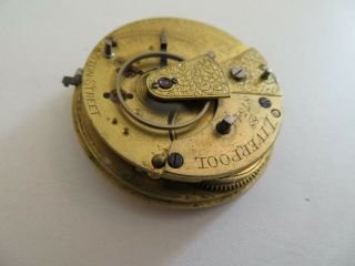Antique English Lever Pocket Watch Movement John Kellie Chronograph Maker