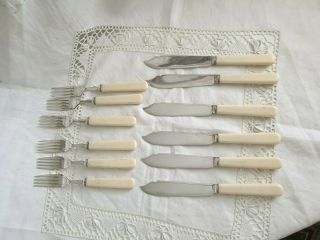 Vintage Cutlery Silver Plated Epns A1 Fish Knife & Fork Set Of 6 Tw & Co Ltd