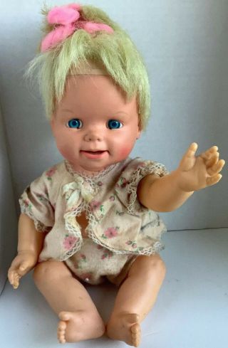 Vintage Mattel Baby Doll Sad Face 13 Inches 1965 In Diaper Cover And Shirt