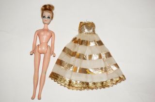 Topper Dawn Denise Model Agency In Gold Go Round Gown 6 " Pippa Doll
