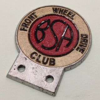 Lovely Very Rare Vintage Old School Bsa Front Wheel Drive Club Car Badge C54