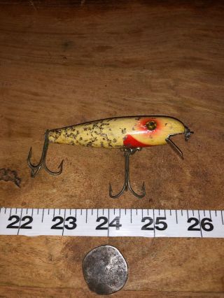 Vintage Pflueger Palomine Lure In Yellow/white With Silver Sparks Glass Eyes