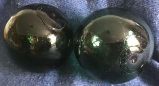 2 Vintage 5 " Green Glass Fishing Floats