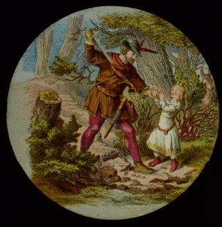 Antique Magic Lantern Slide Snow White And The Huntsman C1890 Fairy Tale