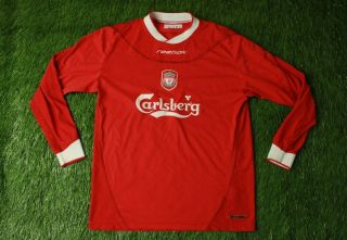 Liverpool England 2002 - 2004 Rare Football L/s Shirt Jersey Home Reebok