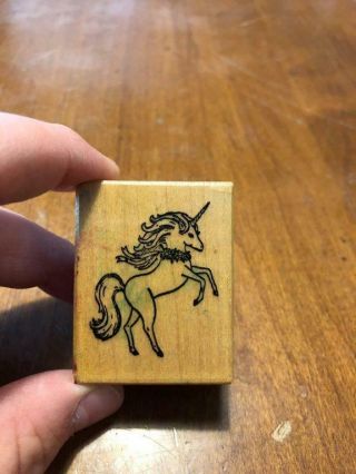 Rare Vintage Rubber Stamp 1983 Psx Magical Unicorn Horse Fantasy Story Girl