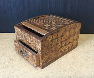 Great Looking Antique / Vintage Inlaid Marquetry Cigarette Dispenser Ibox
