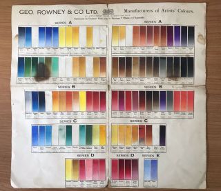 Antique George Rowley Artists Colour Chart - 1910 To 1936 (king George V)