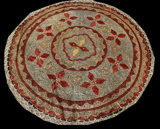Embroidered Pak Round Table Cloth / Wall Hanging 3.  4 X 3.  4