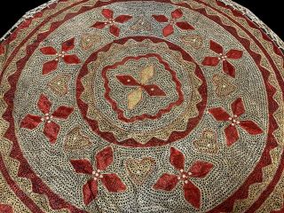 Embroidered Pak Round Table Cloth / Wall Hanging 3.  4 x 3.  4 2
