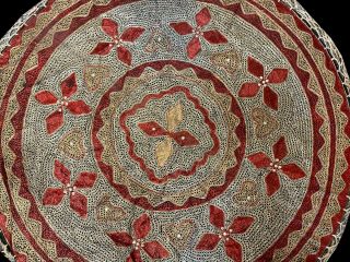 Embroidered Pak Round Table Cloth / Wall Hanging 3.  4 x 3.  4 3